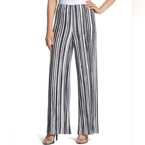 Focus 2000 Women Stripe Elastic Waist Stretch Casual Loose Pants Wise Legs S XL